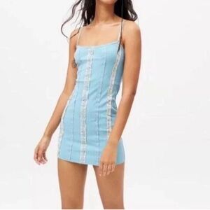 Urban Outfitters Roxanne Seamed Ribbed Mini Dress Sz XS NWT